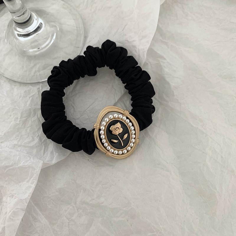 Chiffon Vintage Embossed Flower Scrunchie