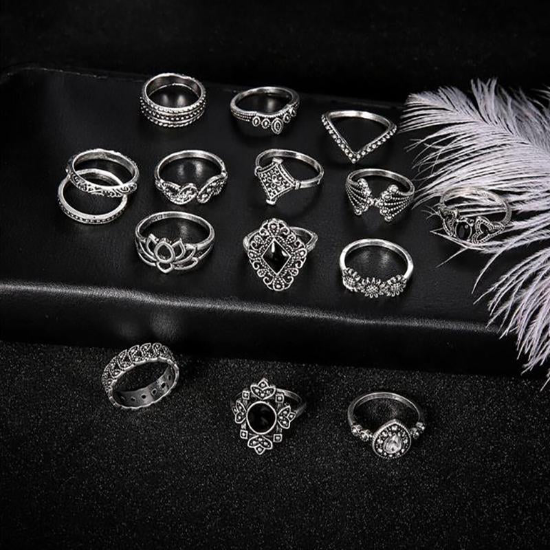 Bohemian Vintage-Inspired Ring Set