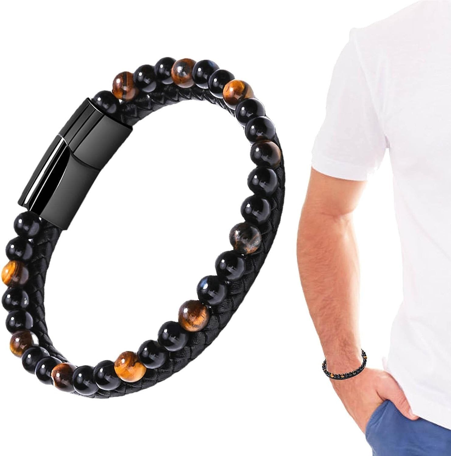 Men's Beaded Leather Bracelets