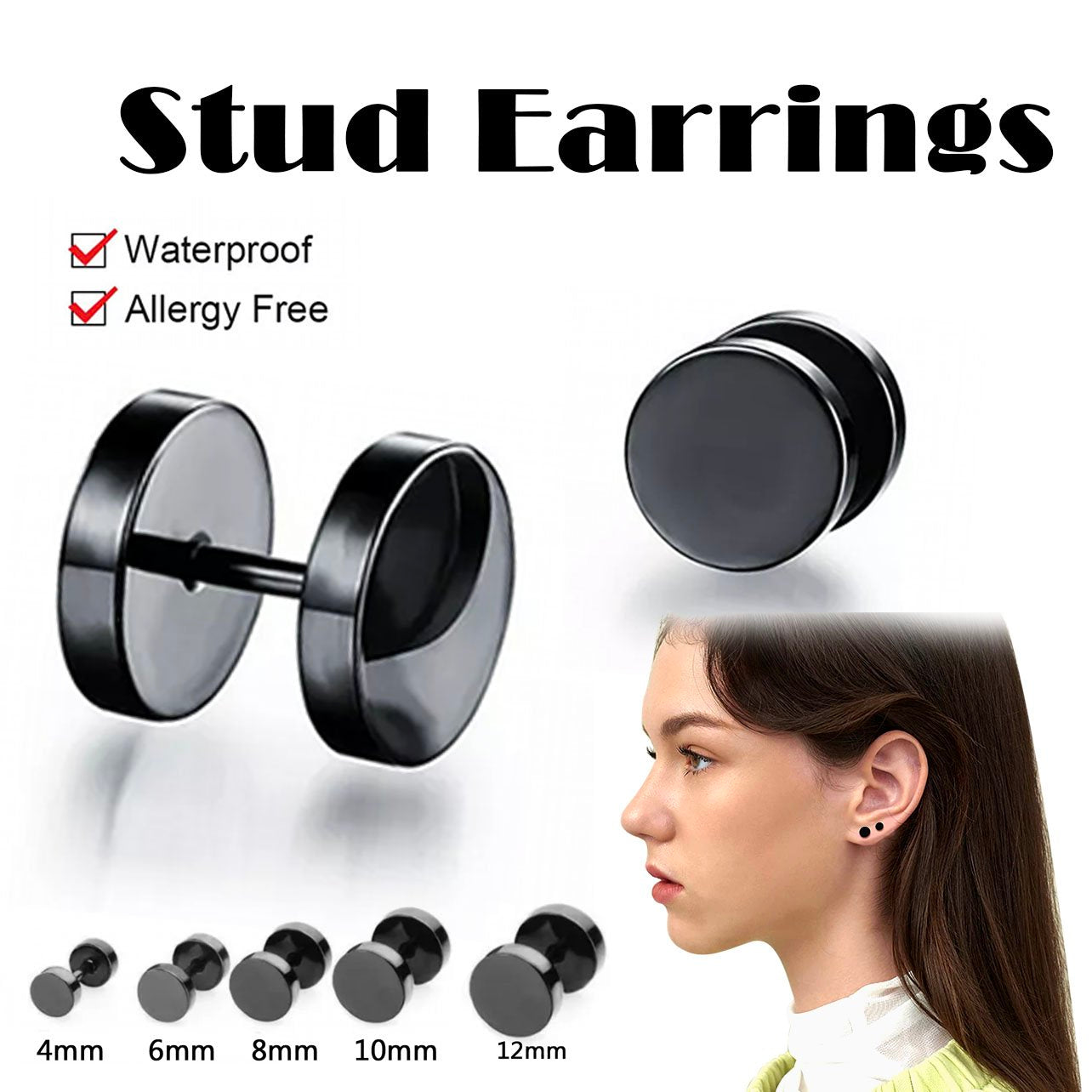 Barbell Stainless Steel Neutral Stud Earrings