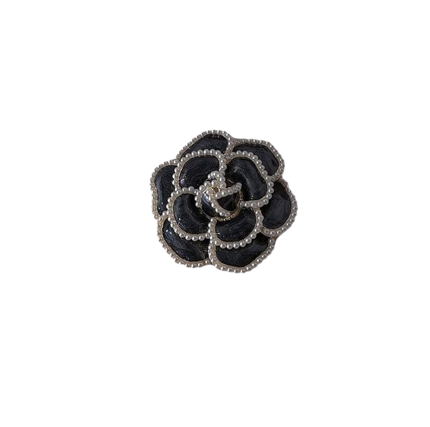 Enamel Camellia Pearl Rose Flower Brooch