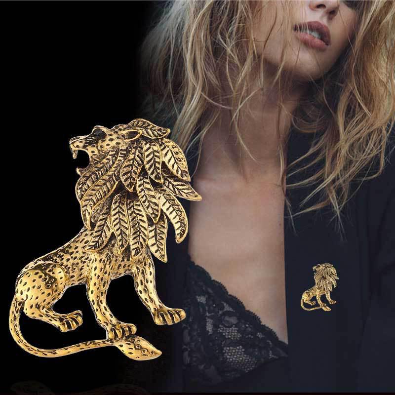 Gold Plated Lion King Brooch