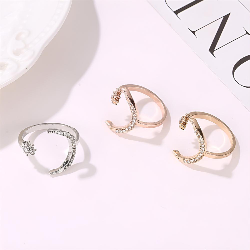 Crescent Moon Rhinestone Rings