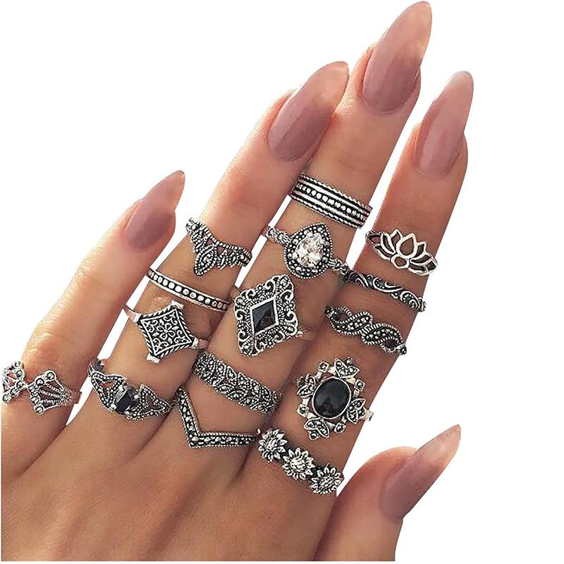 Bohemian Vintage-Inspired Ring Set