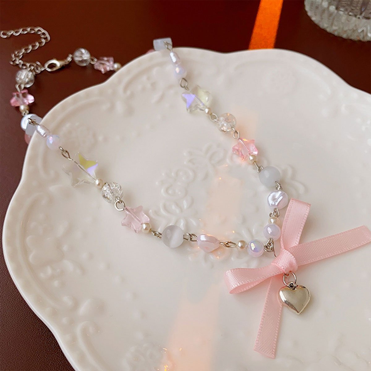 Star and Pearl Charm Necklace