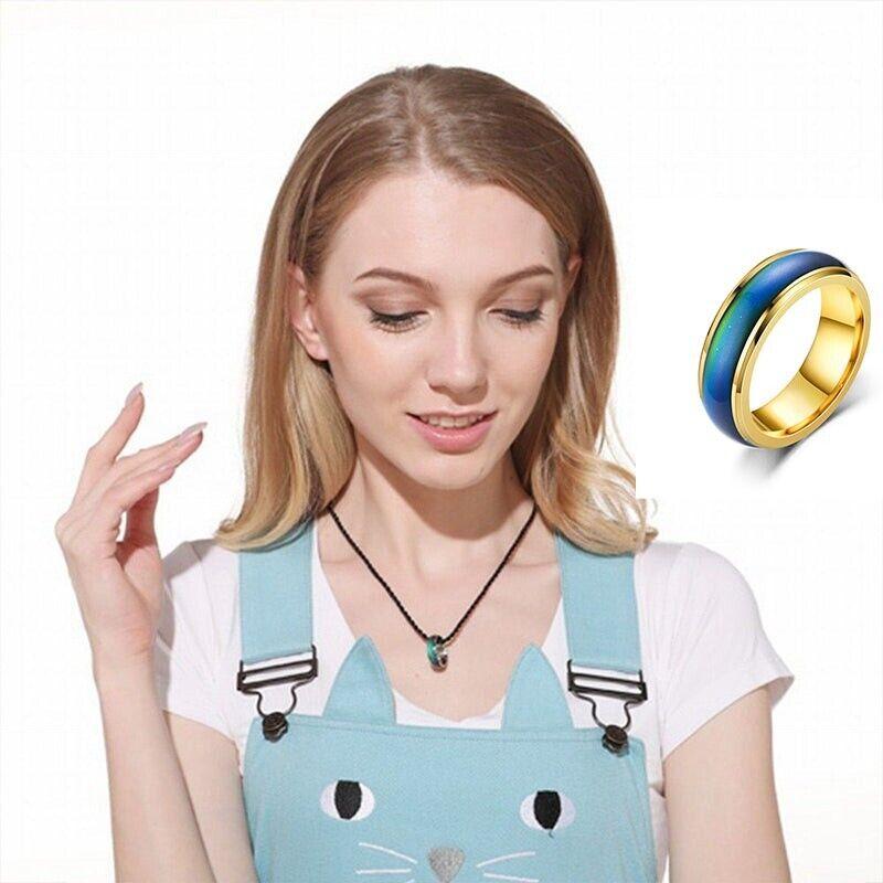 Multi-Hued Stainless Steel Unisex Ring