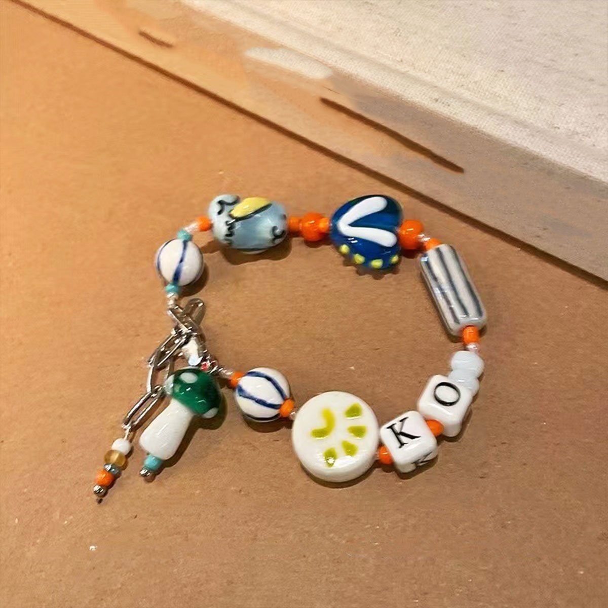 Handmade Ceramic Bead Charm Bracelets
