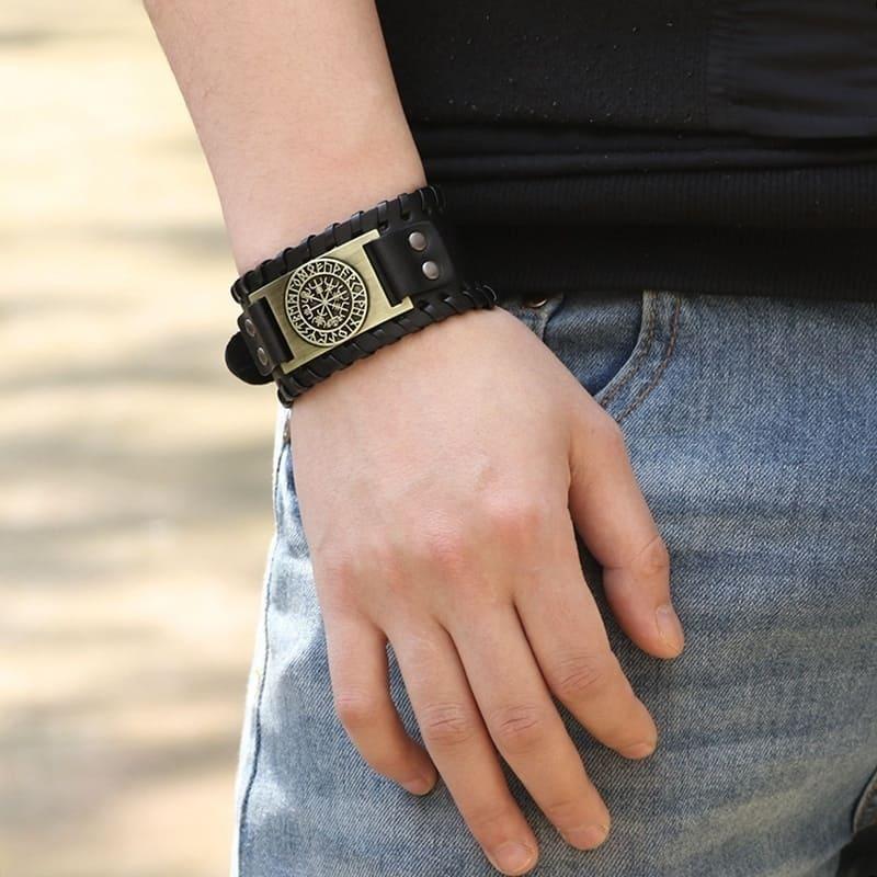 Men's Pirate Amulet Leather Bracelet