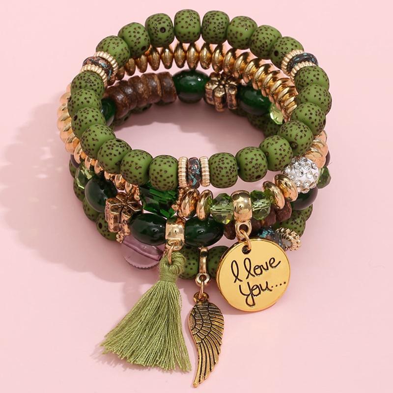 Boho Angel Wing Multi-layer Crystal Beaded