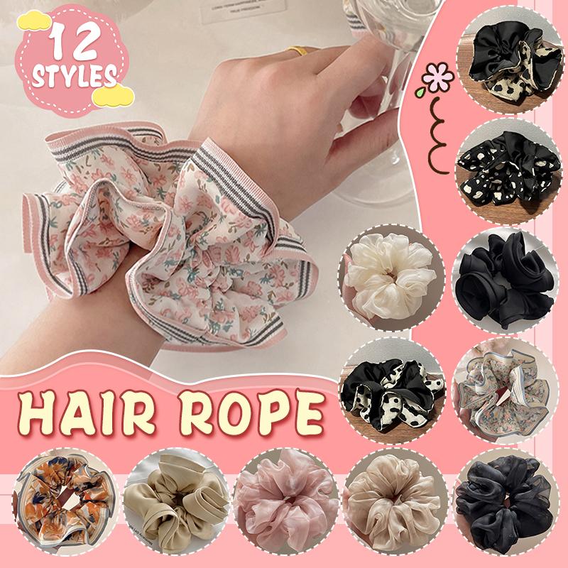 Chiffon Floral Solid Color Large Scrunchie