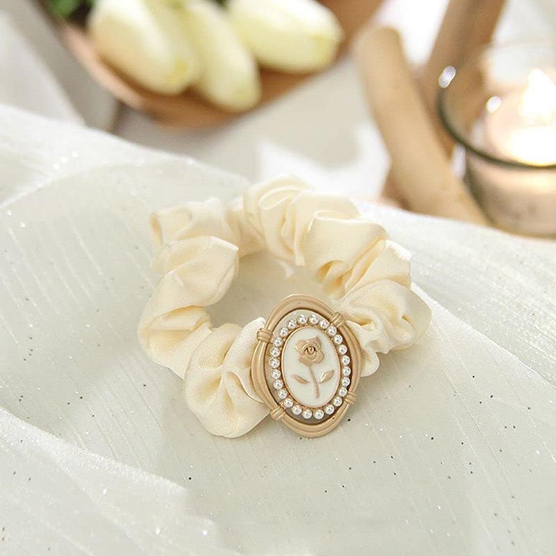 Chiffon Vintage Embossed Flower Scrunchie