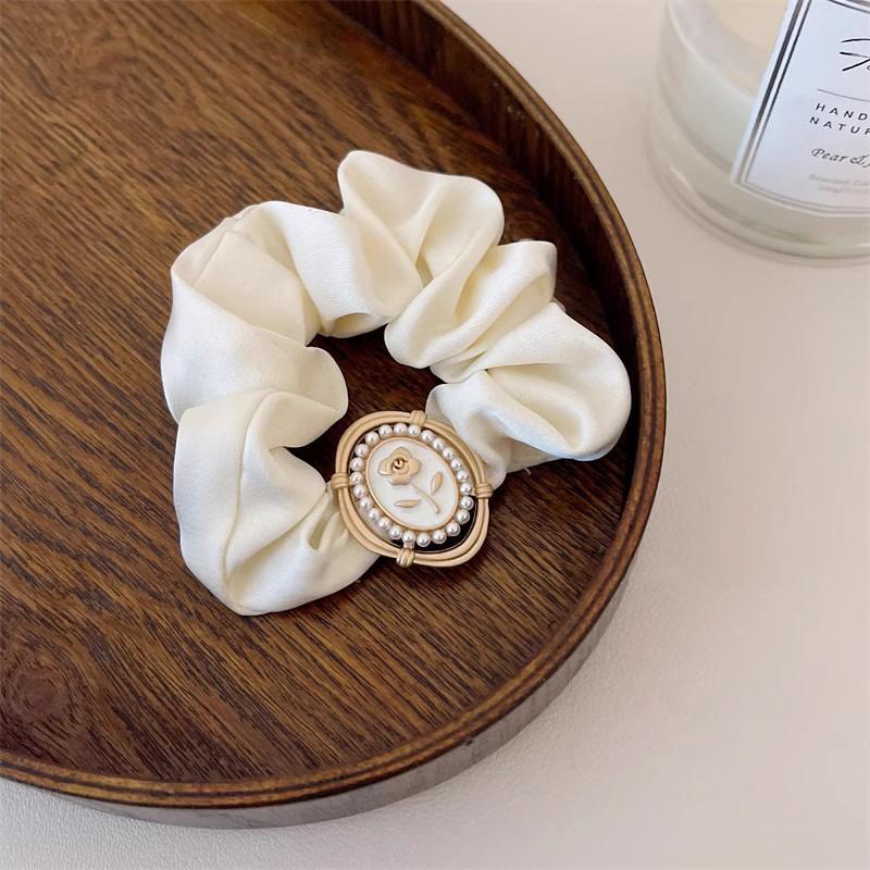 Chiffon Vintage Embossed Flower Scrunchie