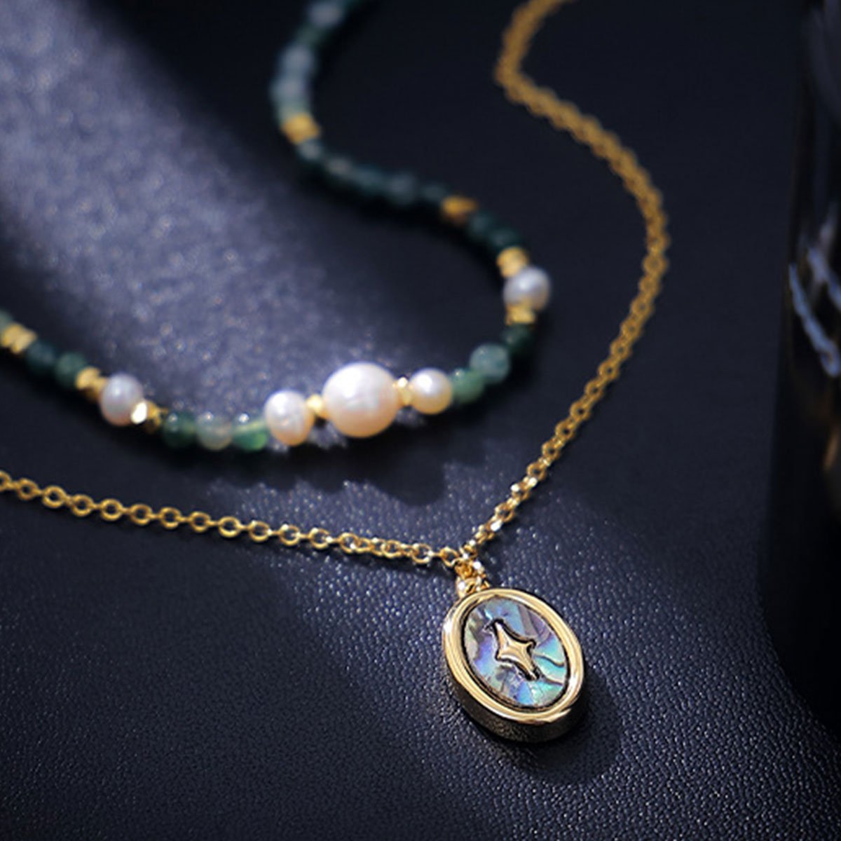 Elegant Layered Gemstone Necklace Set