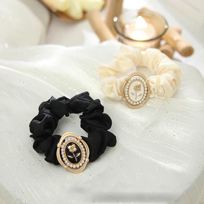 Chiffon Vintage Embossed Flower Scrunchie