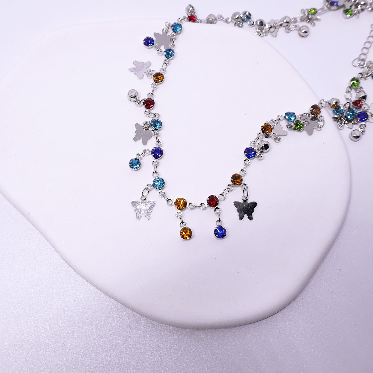 Cute Butterfly Charm Necklace for Women with Colorful Beads