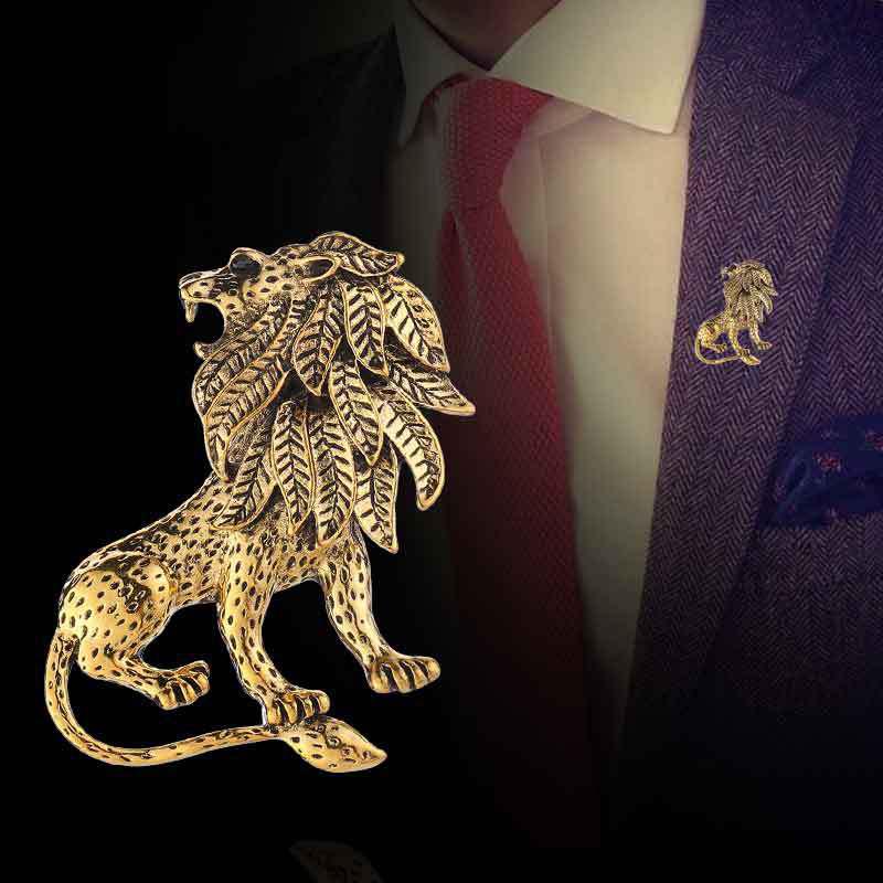 Gold Plated Lion King Brooch