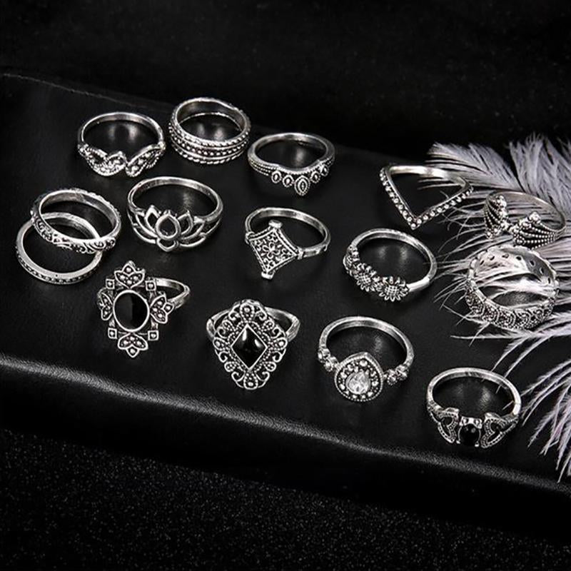 Bohemian Vintage-Inspired Ring Set