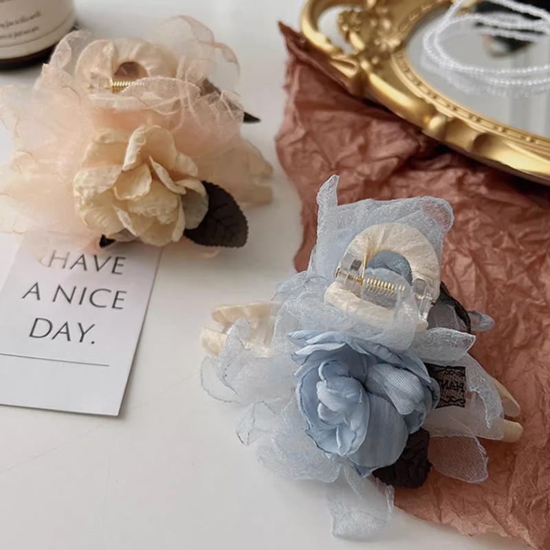 Tulle Flower Hair Claw Clips
