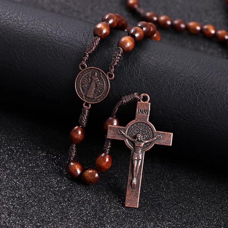 Vintage Wooden Catholic Pendant