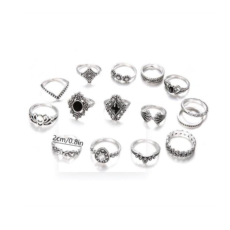Bohemian Vintage-Inspired Ring Set