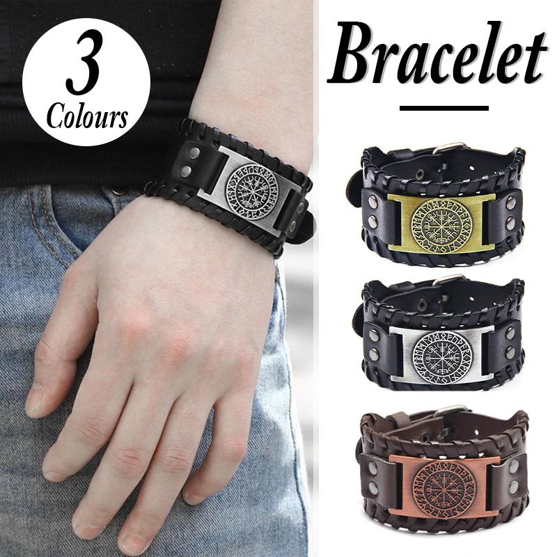 Men's Pirate Amulet Leather Bracelet